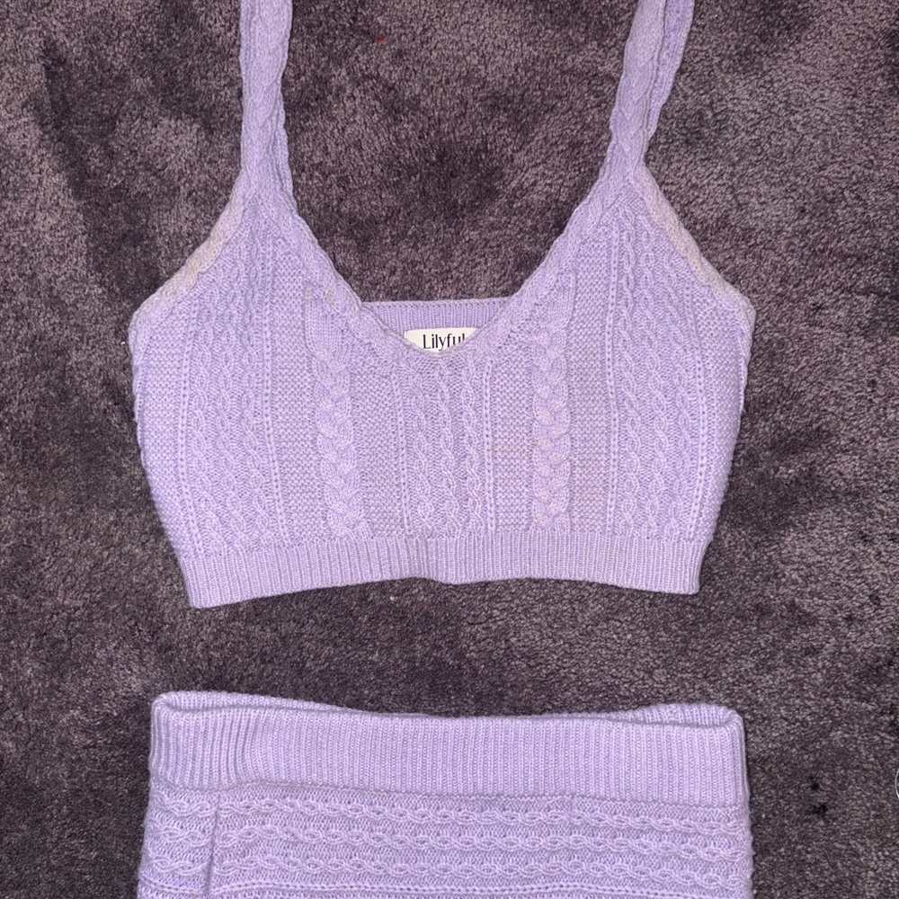 Lilith Lavender Cable Knit Midi Skirt